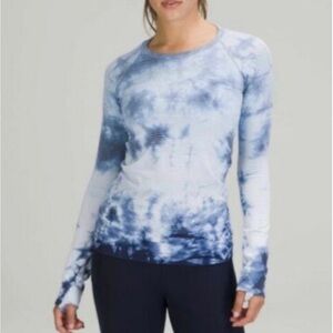 Lululemon Women’s Swiftly Tech Long Sleeve 2.0 Waist Length Blue Tie Dye Size 6